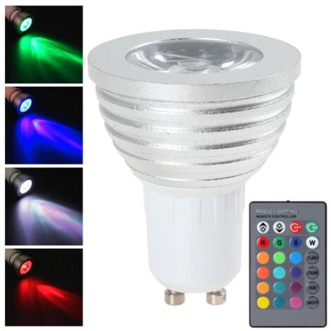 TrAdE Shop Traesio - Faro Rgb Lampada Faretto Gu10 Multicolore 3w Led Telecomando Cromoterapia -