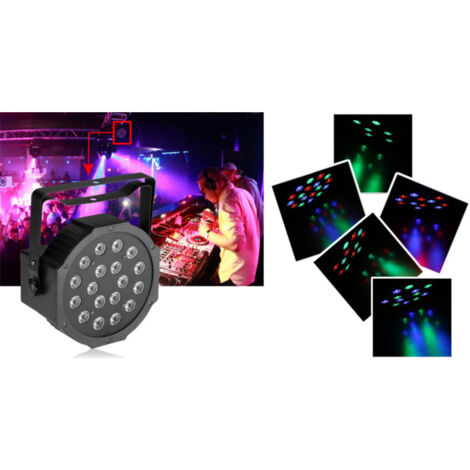 TrAdE Shop Traesio - Faro Rgb Proiettore Dmx 512 Effetto Luce Flat Par Light Alta Luminosita 18 Led -