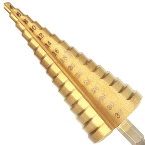 TrAdE Shop Traesio - Fresa Conica A Scalino Gradino Punta Per Trapano Spirale Da 4 A 32 Mm Graduale -