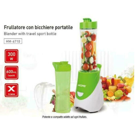 Trade Shop Traesio - Frullatore Elettrico Tritatutto Frutta Frappe 0,6lt 300 Watt Hoomei Hm-6710 -