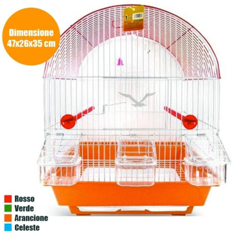 TrAdE Shop Traesio - Gabbia Arco Completa Di Accessori Per Uccelli Canarini Pappagalli In Metallo -