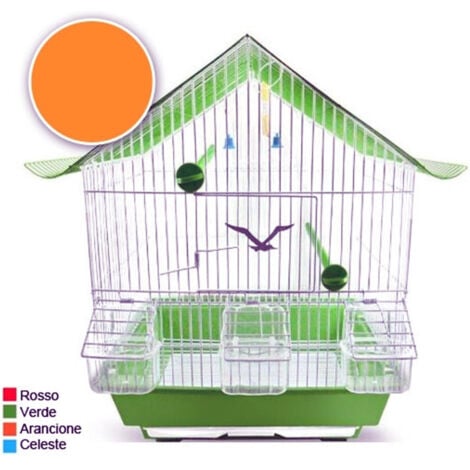 TrAdE Shop Traesio - Gabbia Tetto Completa Di Accessori Per Uccelli Canarini Pappagalli In Metallo -