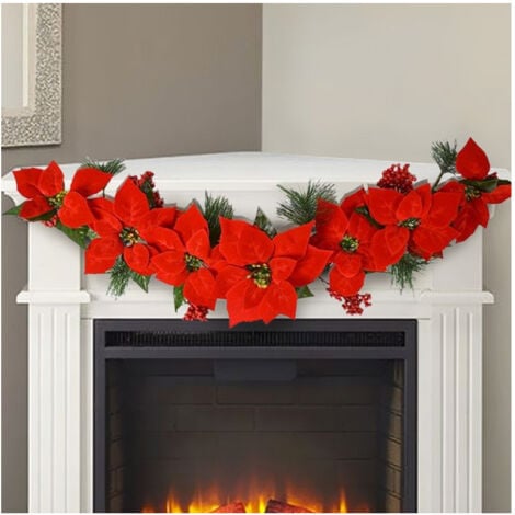TrAdE Shop Traesio - Ghirlanda Natalizia Con Stella Di Natale 5 Fiori  Decorazioni Natalizie Casa