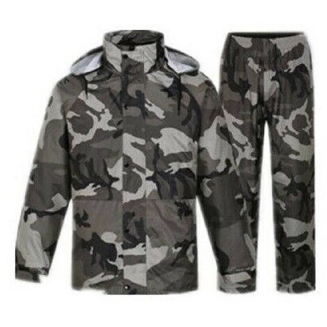 TrAdE Shop Traesio - Giacca Mantella Pantaloni Impermeabile Mimetica Pvc Antipioggia Cappuccio -