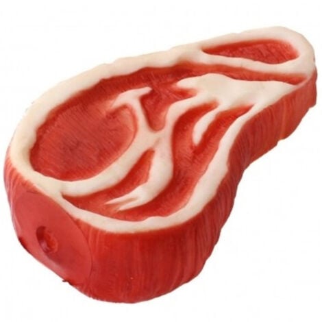 TrAdE Shop Traesio - Giocattolo Bistecca Gomma Suono Stridulo Toy Squeaky Resistente Masticare Cani -