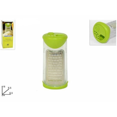 TrAdE Shop Traesio - Grattugia Manuale Con Contenitore Dosatore Frutta Verdura Formaggio 6,5x16x6,5cm -
