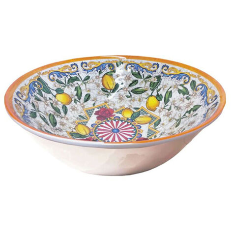 TrAdE Shop Traesio - Insalatiera Ciotola Tonda Carretto Siciliano Centro Tavola Decorazione Diam.21cm -