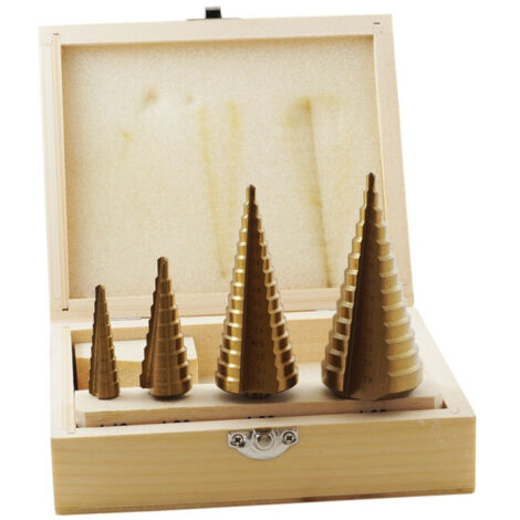 TrAdE Shop Traesio - Kit 4 Punte Frese Coniche Gradino 4-12 4-20 4-32 4-39 Titanio Trapano Avvitatore -