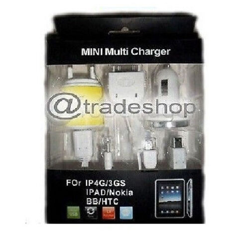 TrAdE Shop Traesio - Kit Caricatore Caricabatterie Spina Auto Casa Per Tutti Gli Smartphone Cellulare -