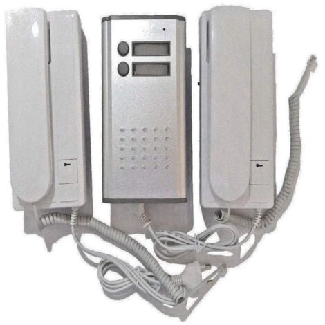 TrAdE Shop Traesio - Kit Citofono Bifamiliare Apriporta Cancello 2 Fili Due Cornette -