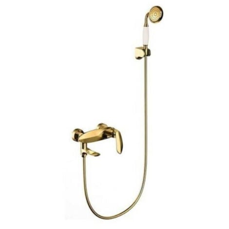 TrAdE Shop Traesio - Kit Completo Rubinetto Miscelatore Vasca Da Bagno + Doccetta Dorata Luxury -
