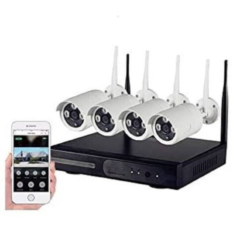 TrAdE Shop Traesio - Kit Di Videosorveglianza Con 4 Telecamere Nvr Lan Wireless Full Hd Wifi Cw567 -
