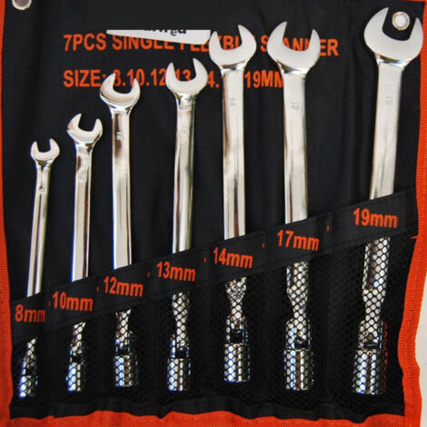 TrAdE Shop Traesio - Kit Set 7 Chiavi Combinate Poligonali Snodate A Bussola Pieghevole In Acciaio -