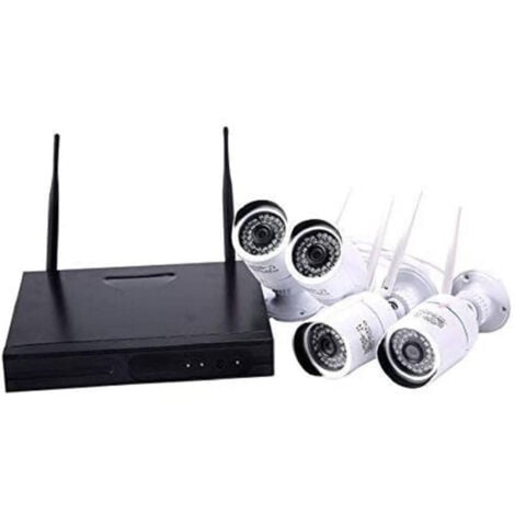 TrAdE Shop Traesio - Kit Videosorveglianza Hd Nvr Wifi A 4 Canali Con 4 Telecamere Incluse Ahd 1,3 Mp -