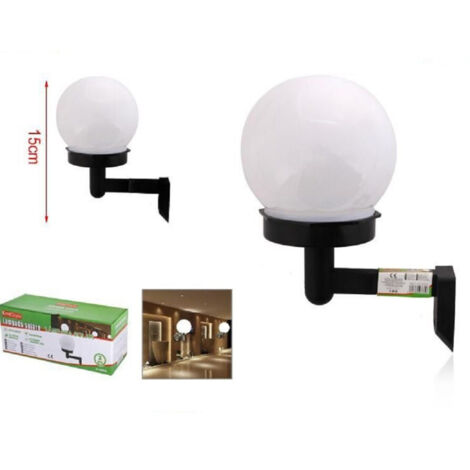 TrAdE Shop Traesio - Lampada Ad Energia Solare Applique Da Parete Led 15 Cm Globo Per Esterno 2002999 -