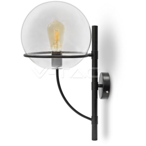 TrAdE Shop Traesio - Lampada Da Parete Applique A Muro Forma Globo Vetro Trasparente Elegante Vt-7226 -