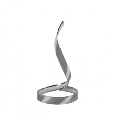 TrAdE Shop Traesio - Lampada Da Tavolo Led Moderna A Spirale Curva 12w Luce Comodino Argento Abatjour - -Bianco Caldo      -