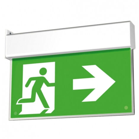 TrAdE Shop Traesio - Lampada Di Emergenza Led Omino Freccia Destra 3w Luce Sicurezza Con Plafoniera -