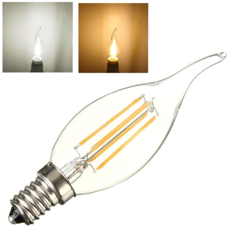 TrAdE Shop Traesio - Lampada Filamento Led E14 Luce Fredda Calda 4 W Fiamma Led Filament - -Bianco Freddo      -