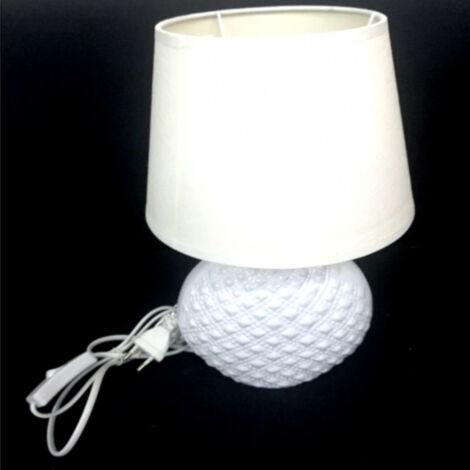 TrAdE Shop Traesio - Lampada Lume 32 Cm Bianco Con Paralume Da Tavolo Scrivania Comodino Casa Ufficio -