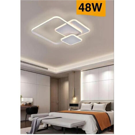 TrAdE Shop Traesio - Lampada Soffitto Plafoniera Led 48w Moderno 3 Quadrati Luce 6500k 4000k 3000k C31 - -Bianco Caldo -