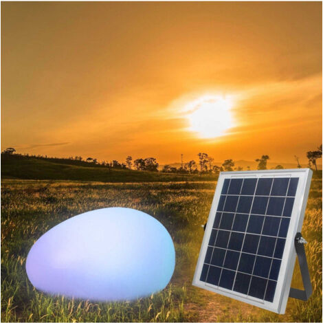 TrAdE Shop Traesio - Lampada Solare Luce Rgb Sensore Crepuscolare Pannello Solare Ricaricabile Led 14w -