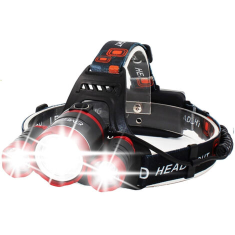 TrAdE Shop Traesio - Lampada Torcia Frontale Led Ricaricabile 3 Led Cree T6 R5 Rj3000 5000 Lumen -