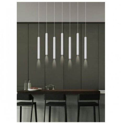 TrAdE Shop Traesio - Lampadario A Sospensione Design Moderno Cilindro Soffitto Attacco Gu10 Ip20 A61 - Bianco