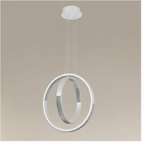 TrAdE Shop Traesio - Lampadario A Sospensione Led 64w Circolare Effetto Cristallo Moderno Bianco 32156 -