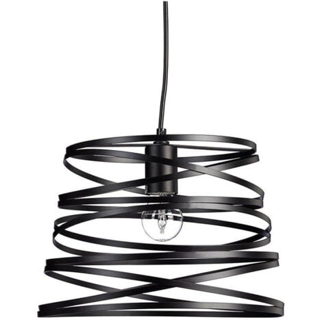 TrAdE Shop Traesio - Lampadario A Sospensione Moderno Con Paralume Metallo Vortice Traforato Nero A08 -
