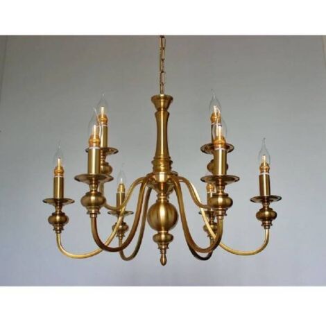 TrAdE Shop Traesio - Lampadario Da Soffitto Design Classico 8 Bracci Effetto Ottone Vintage 6097 A32 -