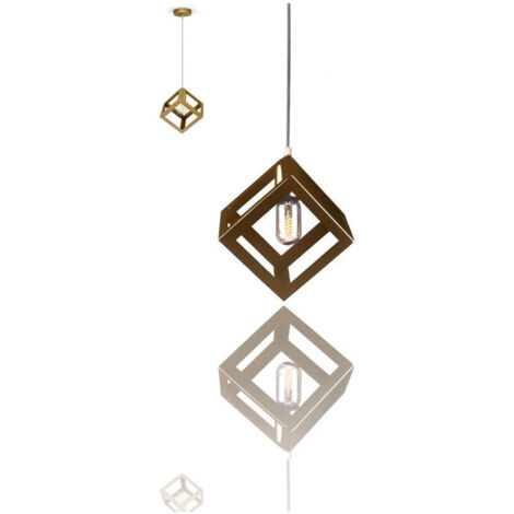 TrAdE Shop Traesio - Lampadario Geometrico Quadrato Champagne Oro Lampada V3833 Sospensione Moderno -