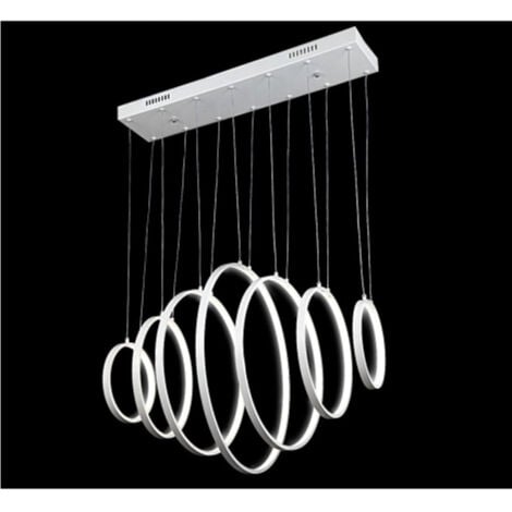 TrAdE Shop Traesio - Lampadario Lampada Sospensione Anelli Luce Led Bianco Freddo Soffitto Pendente -