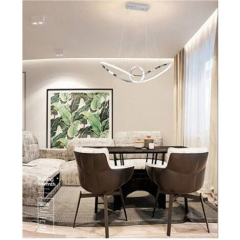 TrAdE Shop Traesio - Lampadario Led Moderno Argento A Sospensione 38 Watt Luce 6500k 4000k 3000k A07 - -Bianco Naturale      -