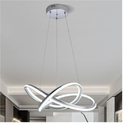 TrAdE Shop Traesio - Lampadario Led Moderno Intrecciato 60w Ip20 Cromato Cct Tripla Colorazione Luce A50-a3c -