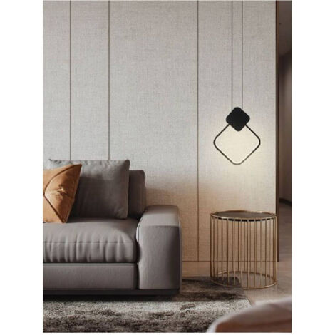 TrAdE Shop Traesio - Lampadario Led Sospensione 12 W Metallo Nero Moderno Luce 3000k 4000k 6500k Lp-02 - -Bianco Caldo -