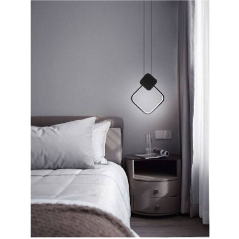 TrAdE Shop Traesio - Lampadario Led Sospensione 12 W Metallo Nero Moderno Luce 3000k 4000k 6500k Lp-02 - -Bianco Freddo -