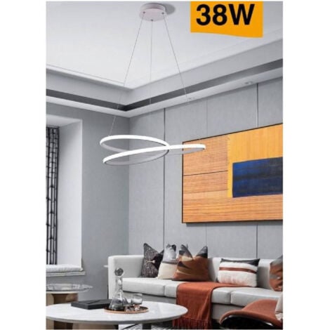 TrAdE Shop Traesio - Lampadario Moderno A Sospensione Led Striscia Continua 38w Luce 6500k 4000k B62-b - -Bianco Freddo      -