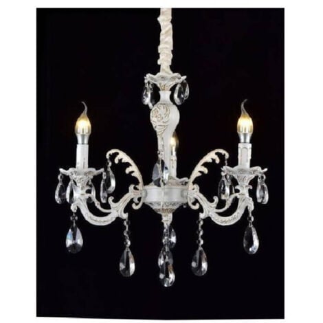 TrAdE Shop Traesio - Lampadario Soffitto Classico 3 Bracci Attacco E14 Vetro Effetto Cristallo A01-3 -