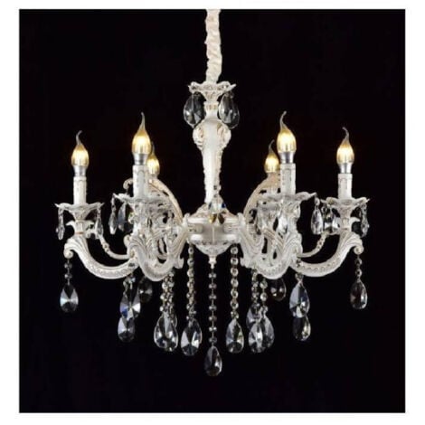 TrAdE Shop Traesio - Lampadario Soffitto Classico 6 Bracci Attacco E14 Vetro Effetto Cristallo A01-6 -