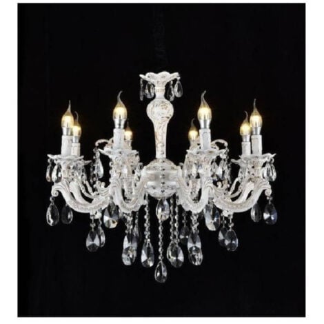 TrAdE Shop Traesio - Lampadario Soffitto Classico 8 Bracci Attacco E14 Vetro Effetto Cristallo A01-8 -