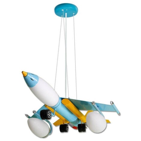 TrAdE Shop Traesio - Lampadario Sospensione Aereo Da Caccia Colorato 5 Attacchi E14 B45 -