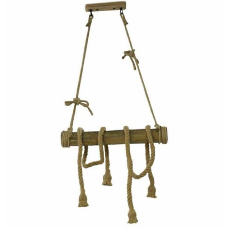 TrAdE Shop Traesio - Lampadario Sospensione Con Corda In Canapa 4 Portalampada E27 Stile Country B23 -