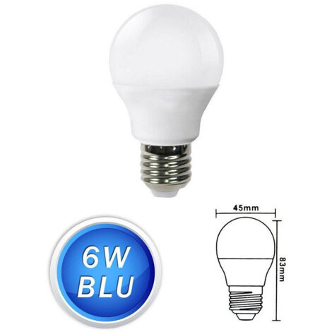 TrAdE Shop Traesio - Lampadine Led Sfera 6 W E27 Luce Colorata Verde Blu Rossa Lampada Globo G45 - -Blu -