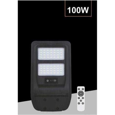 TrAdE Shop Traesio - Lampione Faretto Solare 100w Con Sensore Crepuscolare Luce Naturale 4000k Tr-100w -