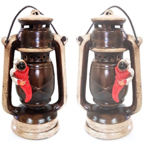 TrAdE Shop Traesio - Lanterna Elemento Decorativo Casa Pulcinella Portafortuna Terracotta -