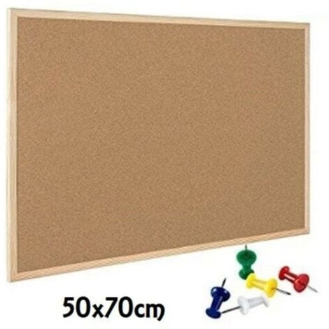 TrAdE Shop Traesio - Lavagna Bacheca In Sughero Con Cornice In Legno 50x70cm Appunti Foto + Spilli -