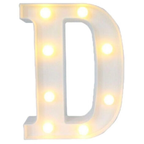 TrAdE Shop Traesio - Lettera D Luminosa Con Luci Led A Batteria Decorazioni Per La Casa Dim. 22 Cm -