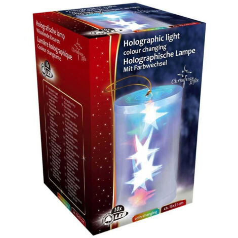 TrAdE Shop Traesio - Luce Natalizia Olografica 10 Led Tubo A Cilindro Stelle A Batteria Decorazione -