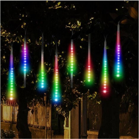 TrAdE Shop Traesio - Luci Di Natale Esterno Natalizi Led Effetto Pioggia Stella Cadente Meteoriti Rgb -